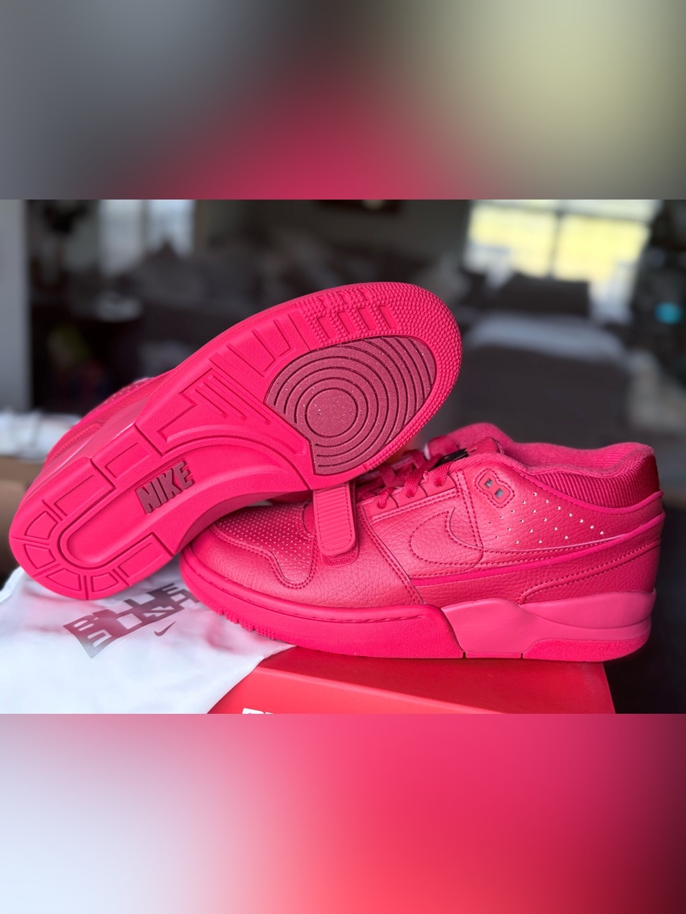 Nike Hot Pink Leather Sneakers with Strap